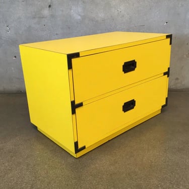 Local Long Beach CA LA Pick Up - Vintage Yellow Campaign Dresser - 80s Campaign Nightstand - 2 Drawer Rectangular Bureau End Table 