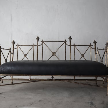 Neoclassical Style Metal Bamboo Settee Bench Sofa 