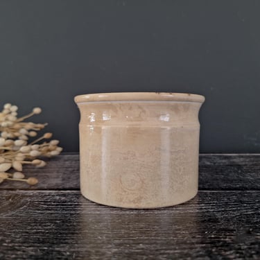 Small Opaque de Sarreguemines Pot, French Antique Stained Ironstone Crock Jug, Preserve Jar Vintage, Confit Pot,  Stoneware Glazed 