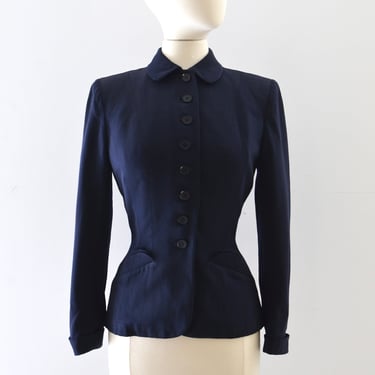 Vintage 1950s Navy Blue Gabardine Jacket