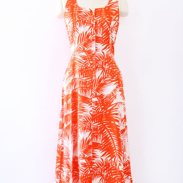 Tangerine Palm Print Maxi Dress S/M