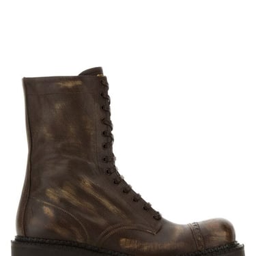 Miu Miu Women Brown Leather Ankle Boots