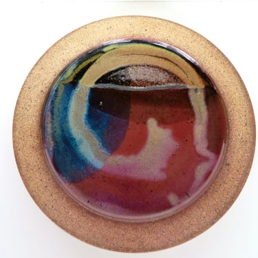 Vintage Wally Schwab Large Studio Pottery Plate, Abstract Modern Art From The Pacific Northwest 