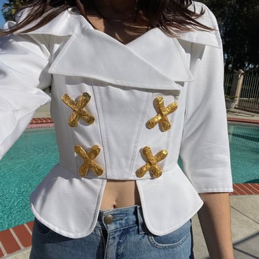 1990’s Christian LaCroix Chunky Cross Cropped Blazer and Skirt 
