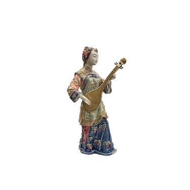 Chinese Porcelain Qing Style Dressing Pipa Playing Lady Figure ws4048E 