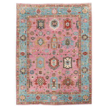 Jewel Toned Modern Turkish Oushak Rug