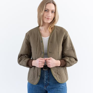 Vintage Mushroom Brown Cotton Quilt Jacket | Unisex Spring Fall Puffer | S M | CC013 