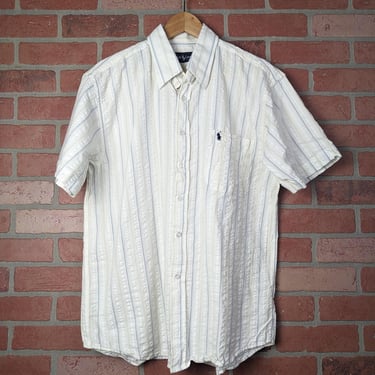 Vintage 90s Polo Ralph Lauren ORIGINAL Textured Button Down Shirt - Large 