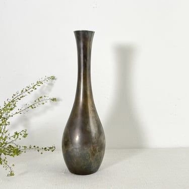 Vintage Silverplate Bud Vase, Aged Silver Plate Flower Stem Vase 
