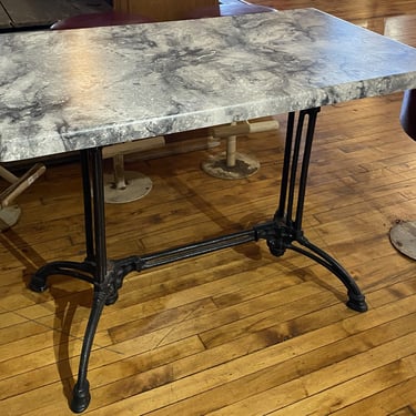 Faux Marble Top Table w Iron Base from Bistro Zinc
