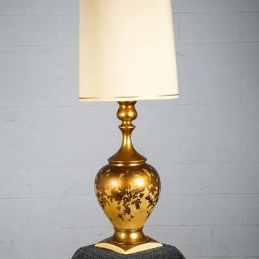 Mid Century Modern Lamp Table Gold Gilt Large Tall Vintage Square Round Large NM