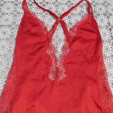 Victoria's Secret Red Satin Lacey Negligee Dress