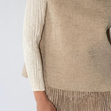 Merino Wool Nuno Sleeveless Jumper in Stone