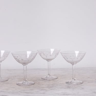 Etched  Champagne Coupe Set of 4