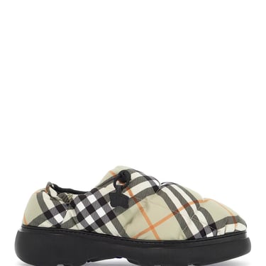 Burberry Nylon Check Mules Pillow For Women