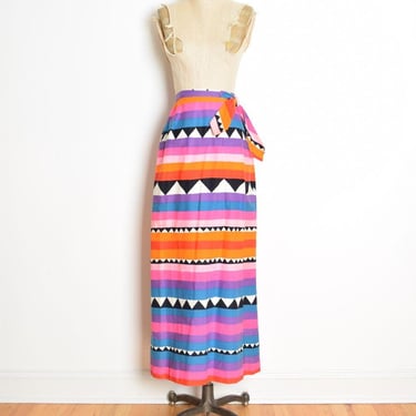 vintage 80s skirt colorful stripe southwest print geometric long maxi skirt XS clothing 