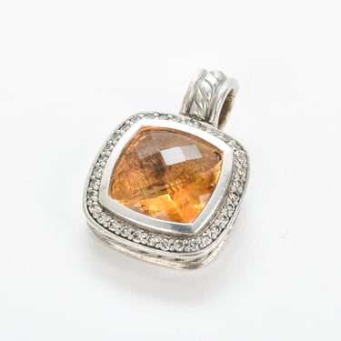 Vintage David Yurman Albion Silver Citrine Diamond Enhancer Pendant, Citrine, Diamond and Sterling Silver Pendant 