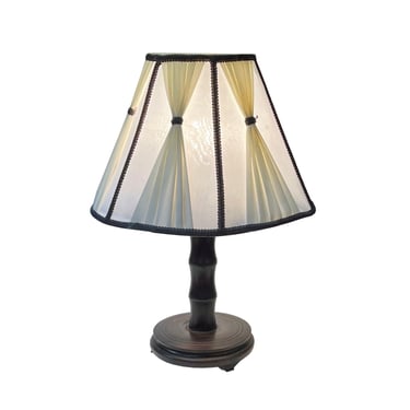 Chinese Oriental Brown Wood Round Base Table Lamp ws2688E 