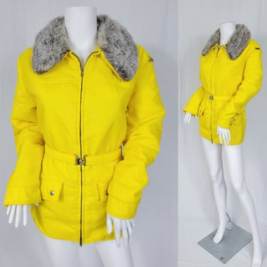 1980's Edelweiss Neon Yellow Ski Jacket I Coat I Sz Lrg I B: 42" 
