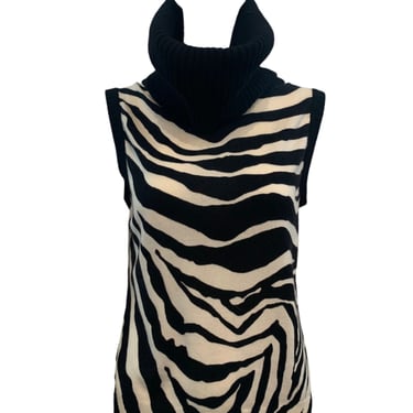 Dolce &amp; Gabbana Y2K Zebra Stripes Cowl Neck Sweater Tank