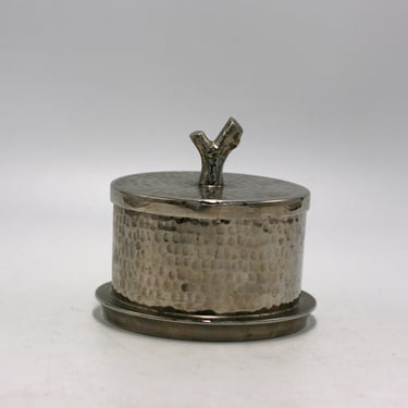 vintage Michael Aram Hammered Steel Box with lid 