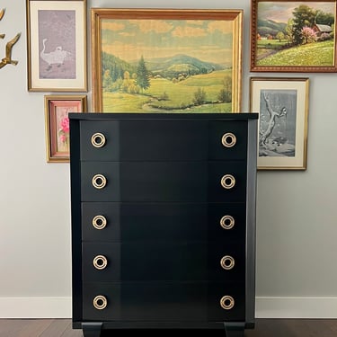 AVAILABLE - Black Art Deco Tallboy Dresser 