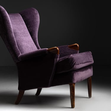Wingback Chair in Mohair by Rosemary Hallgarten