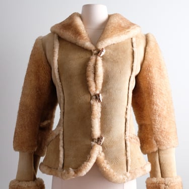 Vintage 1970's Shearling Suede Chubby Jacket / SM