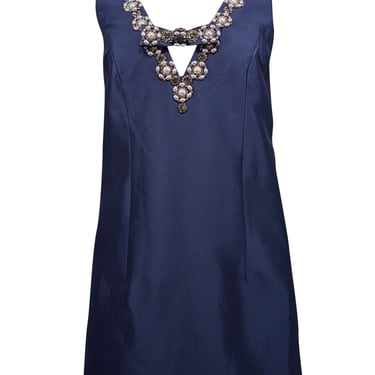 Sachin & Babi - Navy Satin Sleeveless Embellished Mini Dress Sz 0