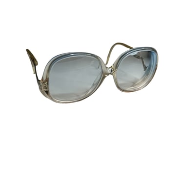 Luxottica Deeda Womens Vintage 1970s Blue Clear Plastic Frame Glasses Eyeglasses, Frames Only 