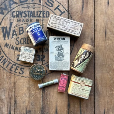 Vintage Medicinal Tin Lot Apothecary Pharmacy Decor Display 