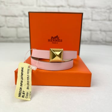 Hermes Swift Infini Medor Bracelet, Rose SA/Gold Size T-3