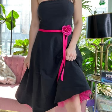 2000s Vintage Rampage Black Rose Bow Dress