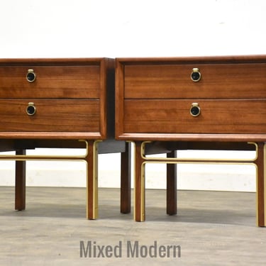Refinished Zebra Wood Nightstands - A Pair 