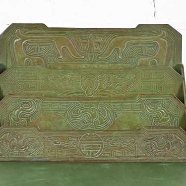 Tiffany Studios New York Chinese Pattern Bronze Letter Rack