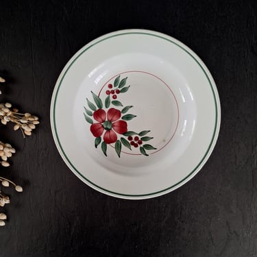 Hand Painted Soup Bowl from CREIL et MONTEREAU Simone, French Bowl Plate, Hollow Plate Vintage, Pasta Bowl Ironstone Plate,  Round Dish 