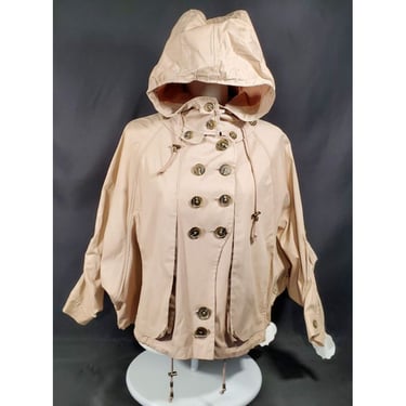 Hoss Intropia Nude Hooded Rain Coat Jacket Double Button Trench Coat Style New S 
