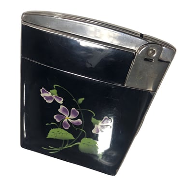 Mid-Century Ronson "Escort" Floral Cigarette Case & Lighter in Box 