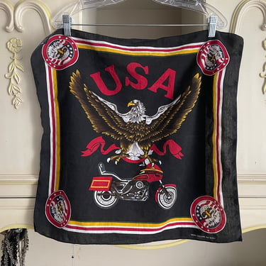 Vintage USA motorcycle & eagle bandana | biker bandana, biker scarf, soft cotton RN 97487 