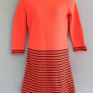 Safety Cone - Orange - 1960-70s - Mid Century Mod - Wool Knit - Estimated size L - British Hong Kong 