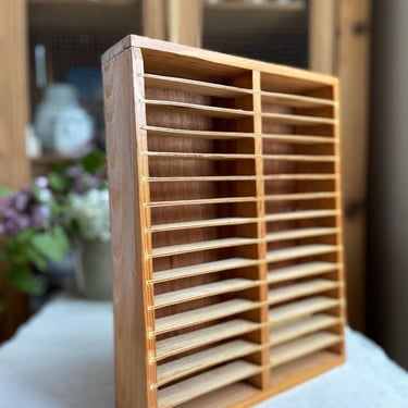 Beautiful old French wooden receipt filing shelf- S1 