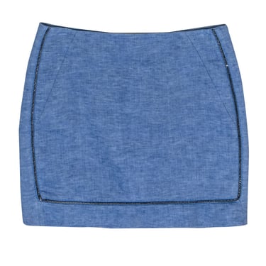 Sandro - Light Blue Denim Miniskirt w/ Chain Link Trim Sz 2