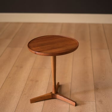 Danish Solid Teak Round Pedestal End Tables by Hans C. Andersen for Artex 