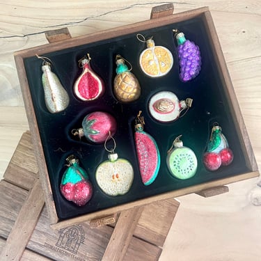 Vintage Thomas Pacconi Fruit Ornaments, Blown Glass Fruit Ornaments 