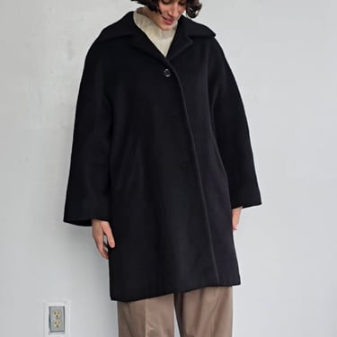 Black Wool + Mohair Overcoat (L)