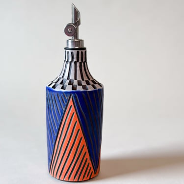 Oil Dispenser - Blue &amp; Orange - Black Clay