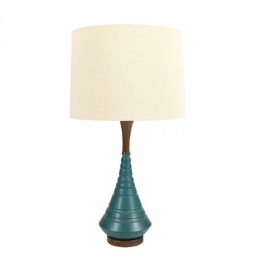 Petite Ceramic and Walnut Table Lamp