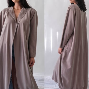 Vintage 1980s Iridescent Taupe Sharkskin Silk Blend Single Button Swing Duster | Made in Italy | 1980s Armani Designer Boho Power Suit 
