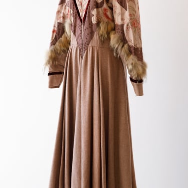 1940s Galiane Paris Fur Trimed Gown