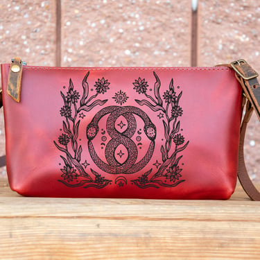 Small Leather Zipper Bag | Handmade Leather Purse |  Handmade Handbag | Crossbody Satchel | Made in USA | Laser Image | Custom | Series 2 